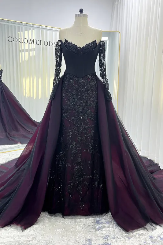 Trumpet-Mermaid Chapel Train Lace Tulle Wedding Dress CW3344 sold by Cocomelody