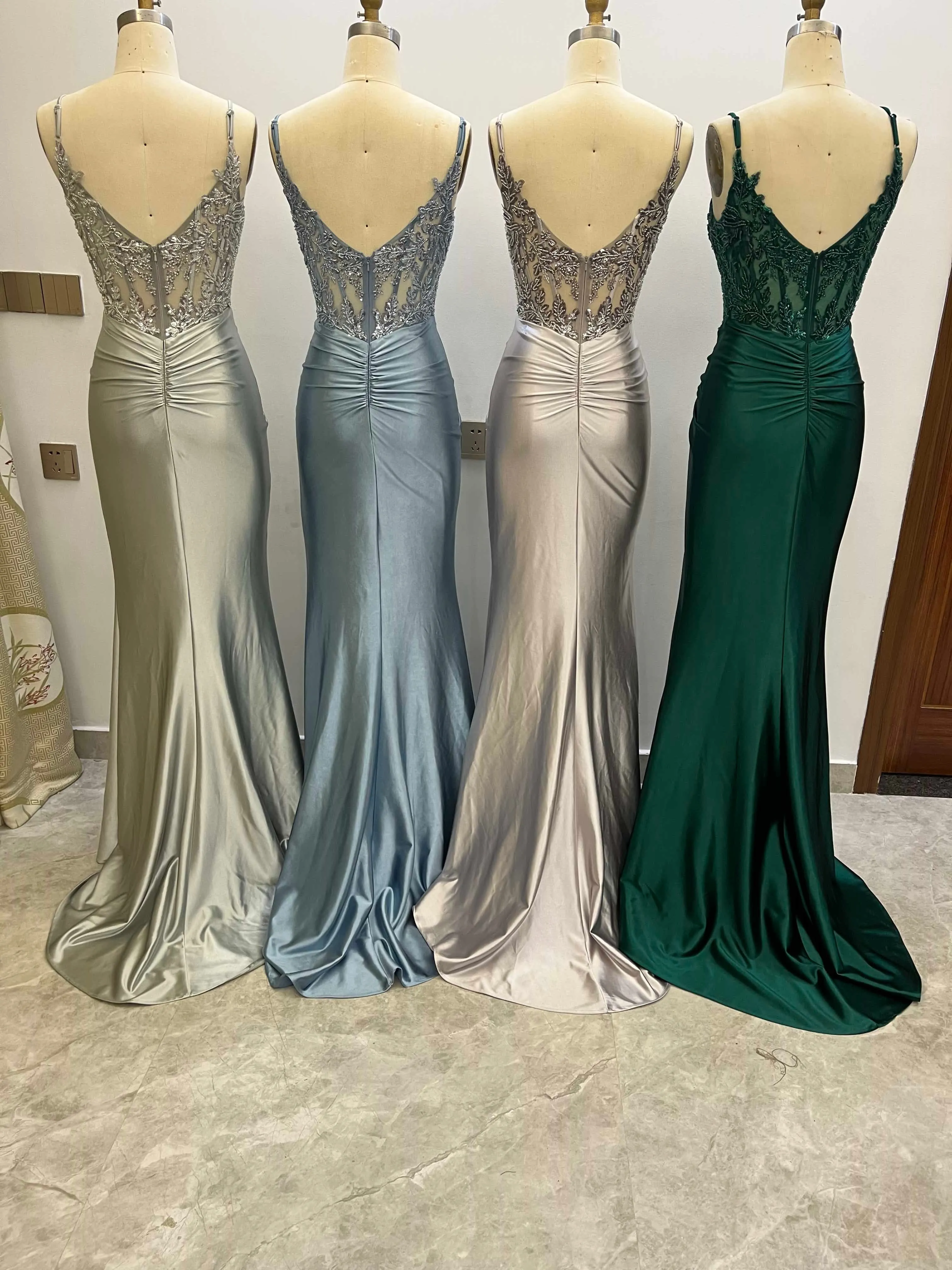 V-neck Corset Bodice Sheath Prom Dresses CS0931 sold by Cocomelody product image thumbnail 4