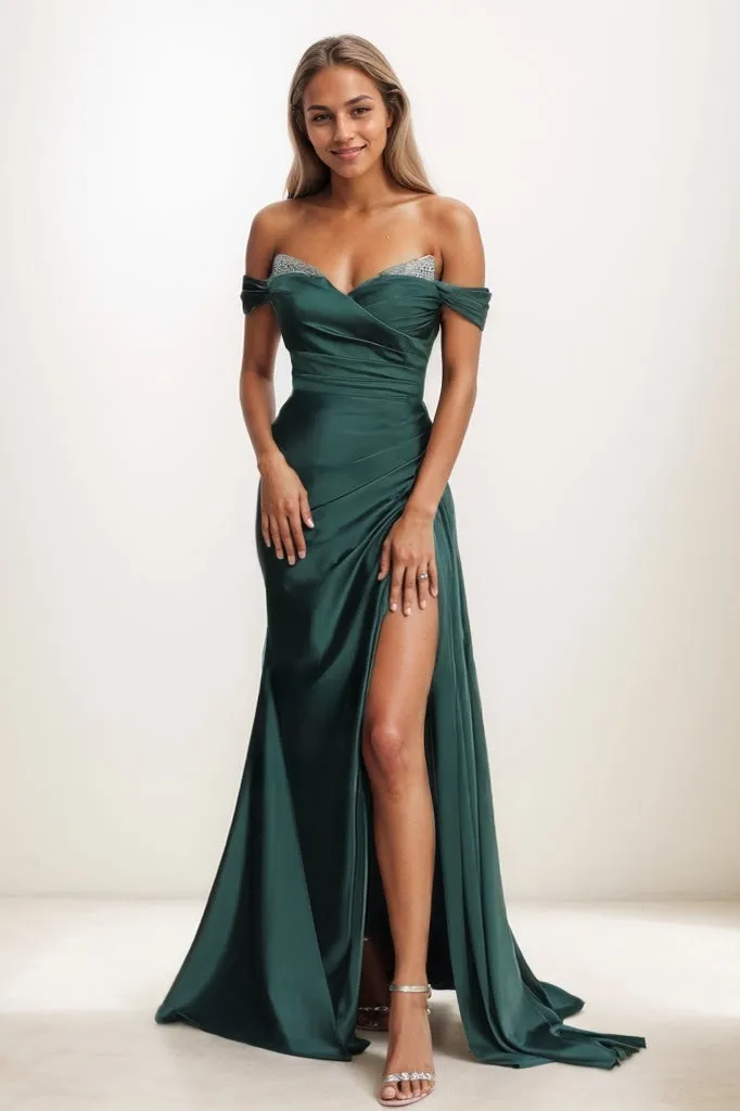 Sequins Off-The-Shoulder High Split Sweep Train Prom Dresses CS0810 sold by Cocomelody