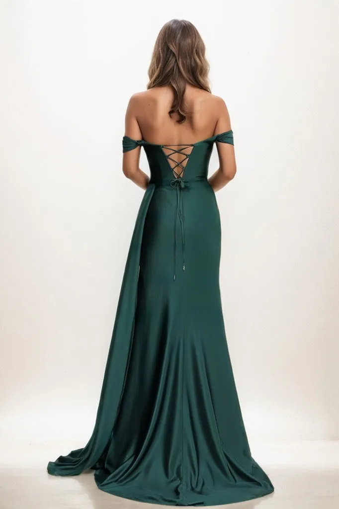 Sequins Off-The-Shoulder High Split Sweep Train Prom Dresses CS0810 sold by Cocomelody product image thumbnail 2