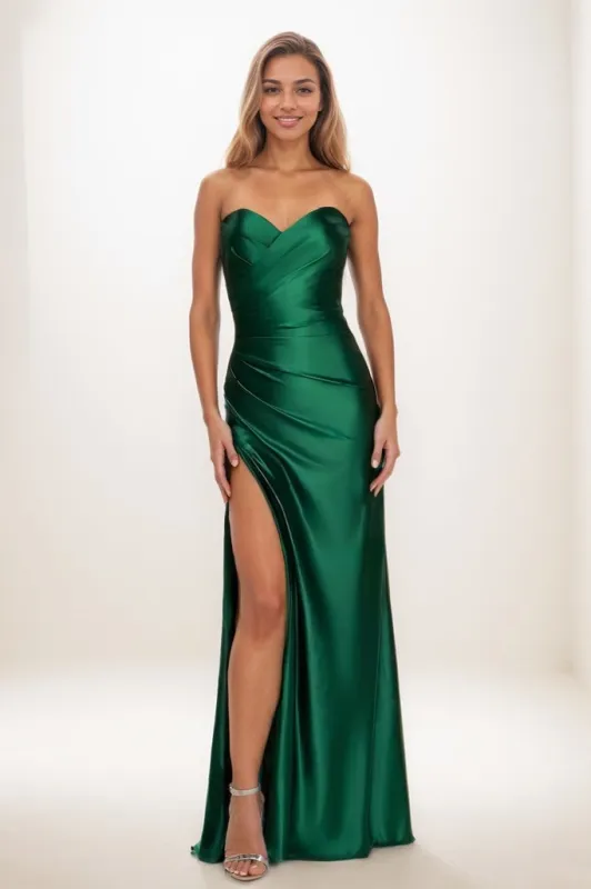 Sweetheart High Split Sweep Train Satin Prom Dresses CS0809 sold by Cocomelody