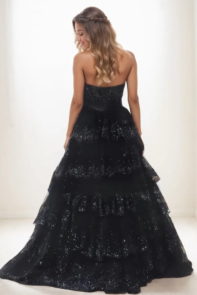 Princess Ball Gown Sweetheart Lace Tiered Skirt Prom Dresses CS0789 sold by Cocomelody product image thumbnail 2