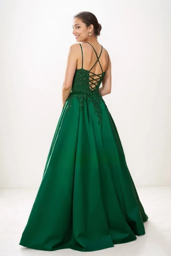 Exquisite A-Line V-Neck Appliques Lace Prom Dresses CS0787 sold by Cocomelody product image thumbnail 2