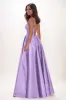 V-Neck Lace Illusion Corset A-Line Satin Prom Dresses CS0780 sold by Cocomelody