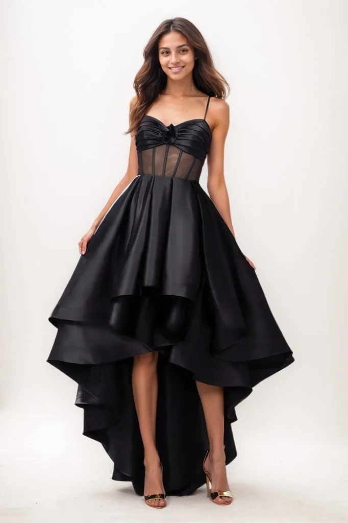 Sweetheart Ruffle Asymmetrical Length Satin Prom Dresses CS0777 sold by Cocomelody
