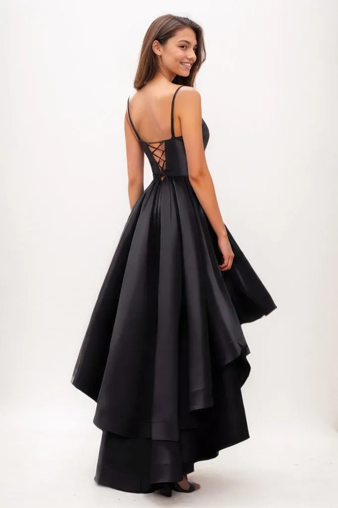 Sweetheart Ruffle Asymmetrical Length Satin Prom Dresses CS0777 sold by Cocomelody product image thumbnail 2