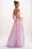 Off-The-Shoulder Long Lantern Sleeves Tulle Prom Dresses CS0776 sold by Cocomelody