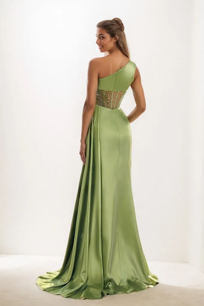 Classic One-Shoulder Sleeveless Silk Like Satin Prom Dresses CS0845 sold by Cocomelody product image thumbnail 2