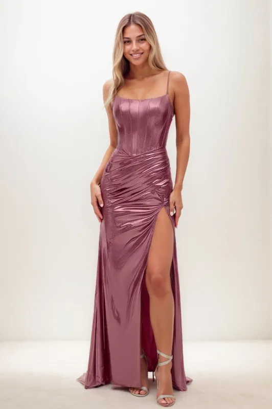 Sparkle Scoop Neck Spaghetti Straps Lace Up Back Prom Dresses CS0833 sold by Cocomelody