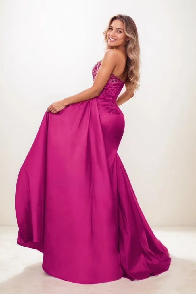 One-Shoulder Matte Satin Prom Dresses With Sweeping Side Drape CS0821 sold by Cocomelody product image thumbnail 2