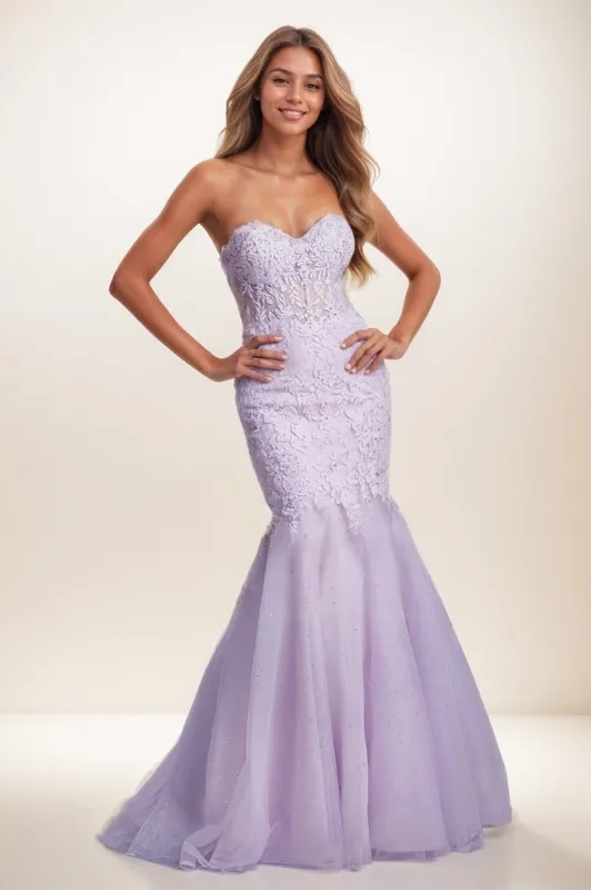 Trumpet Sweetheart Sleeveless Lace Tulle Prom Dresses CS0819 sold by Cocomelody