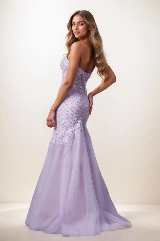 Sequin Lace Cold Shoulder A-Line Floor-Length Tulle Prom Dress CS0818 sold by Cocomelody product image thumbnail 3