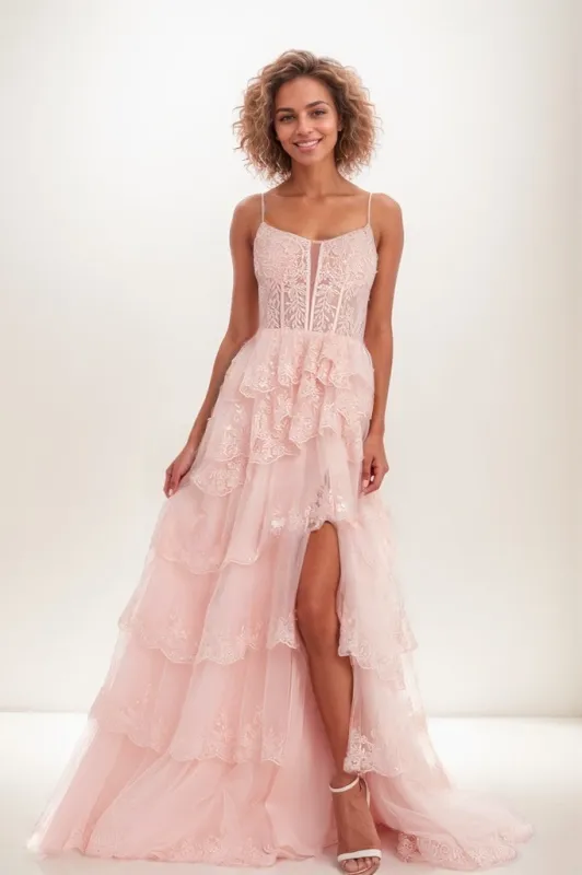 Cowl Neck Spaghetti Straps Lace Corset A Line Tulle Prom Dress CS0816 sold by Cocomelody