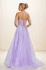 V Neck Lace Illusion Corset A Line Sweep Train Tulle Prom Dresses CS0813 sold by Cocomelody