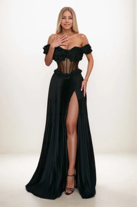 Off The Shoulder High Split Sweep Train Prom Dresses CS0812 made by Cocomelody