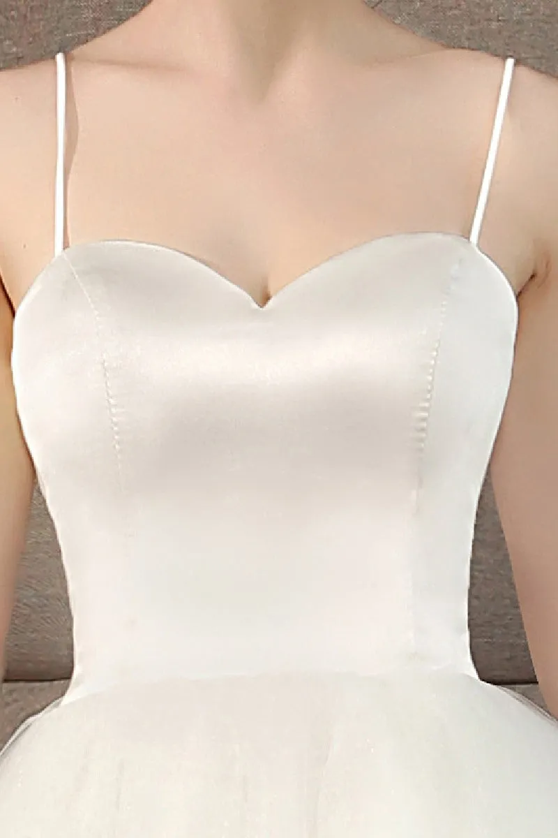 A-Line Tea Length Satin Tulle Wedding Dress 773541090129 sold by Cocomelody product image thumbnail 5