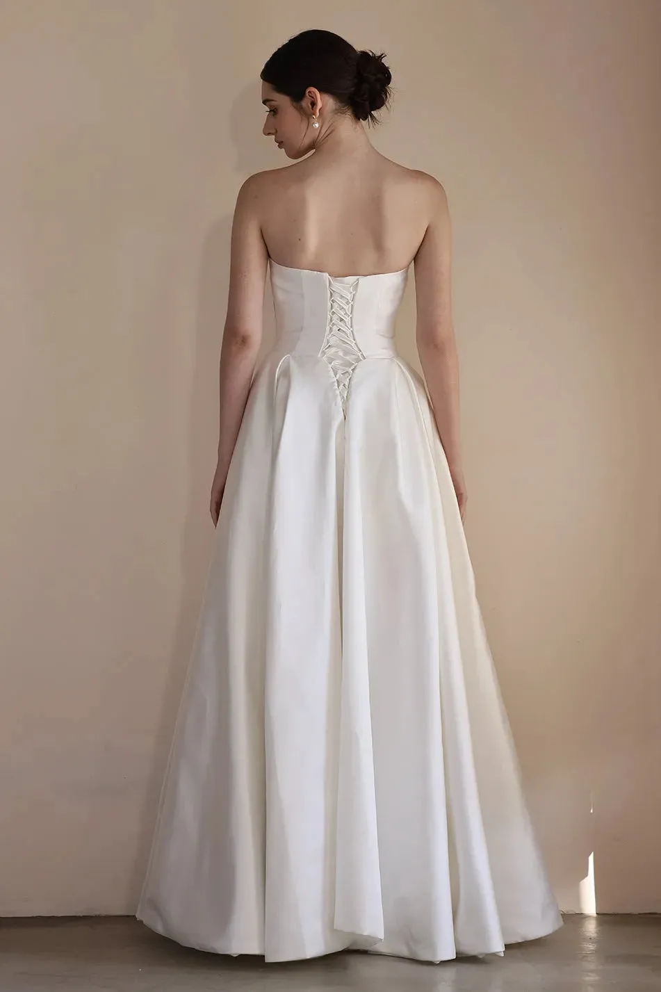 A-Line Floor Length Satin Wedding Dress CW3549 sold by Cocomelody product image thumbnail 2