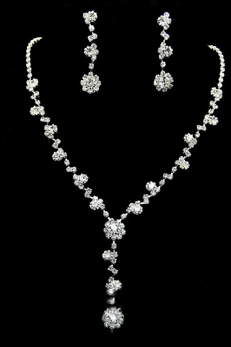Elegant Rhinestone Wedding Earrings/Necklace Jewelry Sets (Set of 2) 571299893924 sold by Cocomelody product image thumbnail 3
