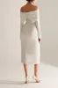Sheath-Column Tea Length Satin little white dress100001 sold by Cocomelody
