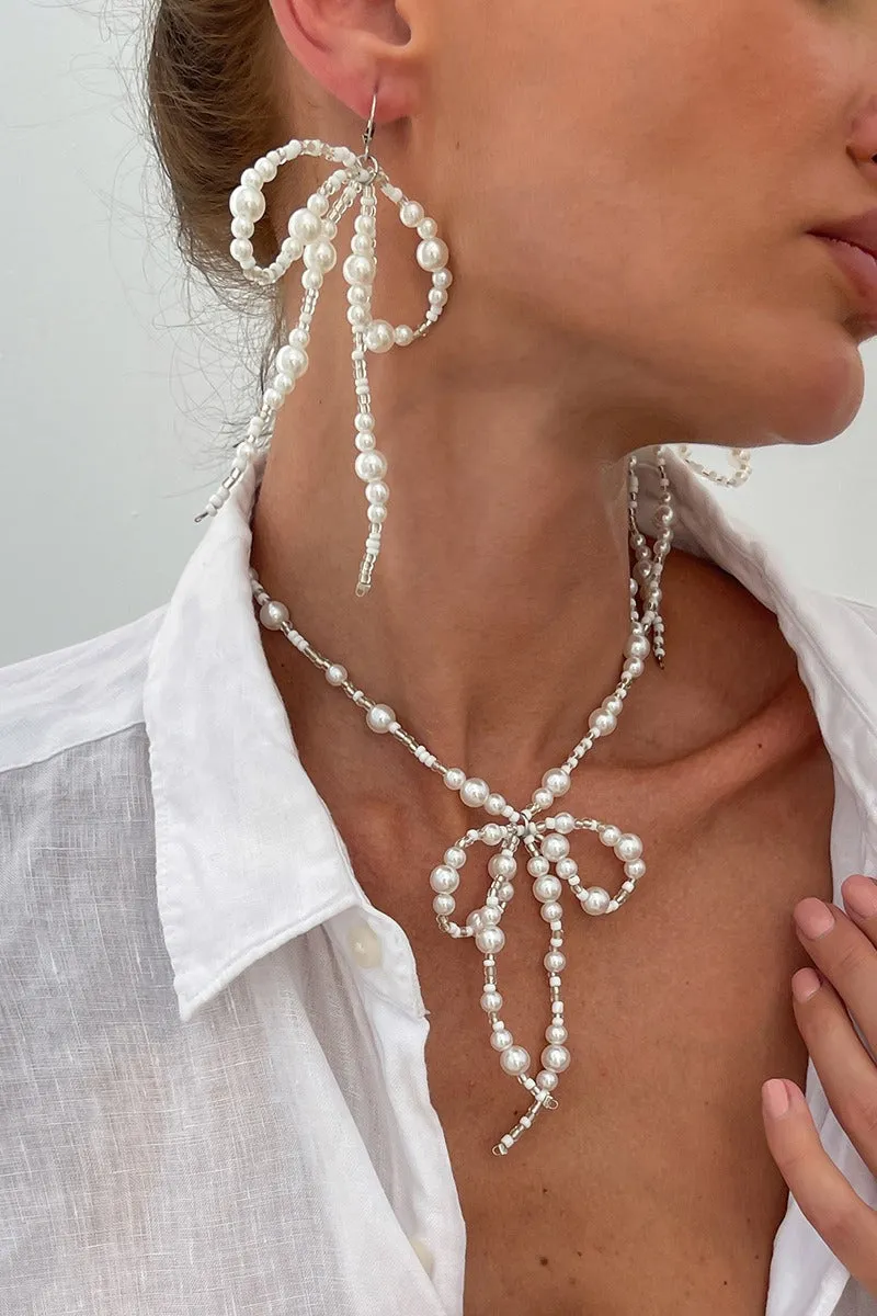 Classic Pearl/ Wedding Earrings/Necklace Jewelry Sets (Set of 2) 911142632859 sold by Cocomelody product image thumbnail 2