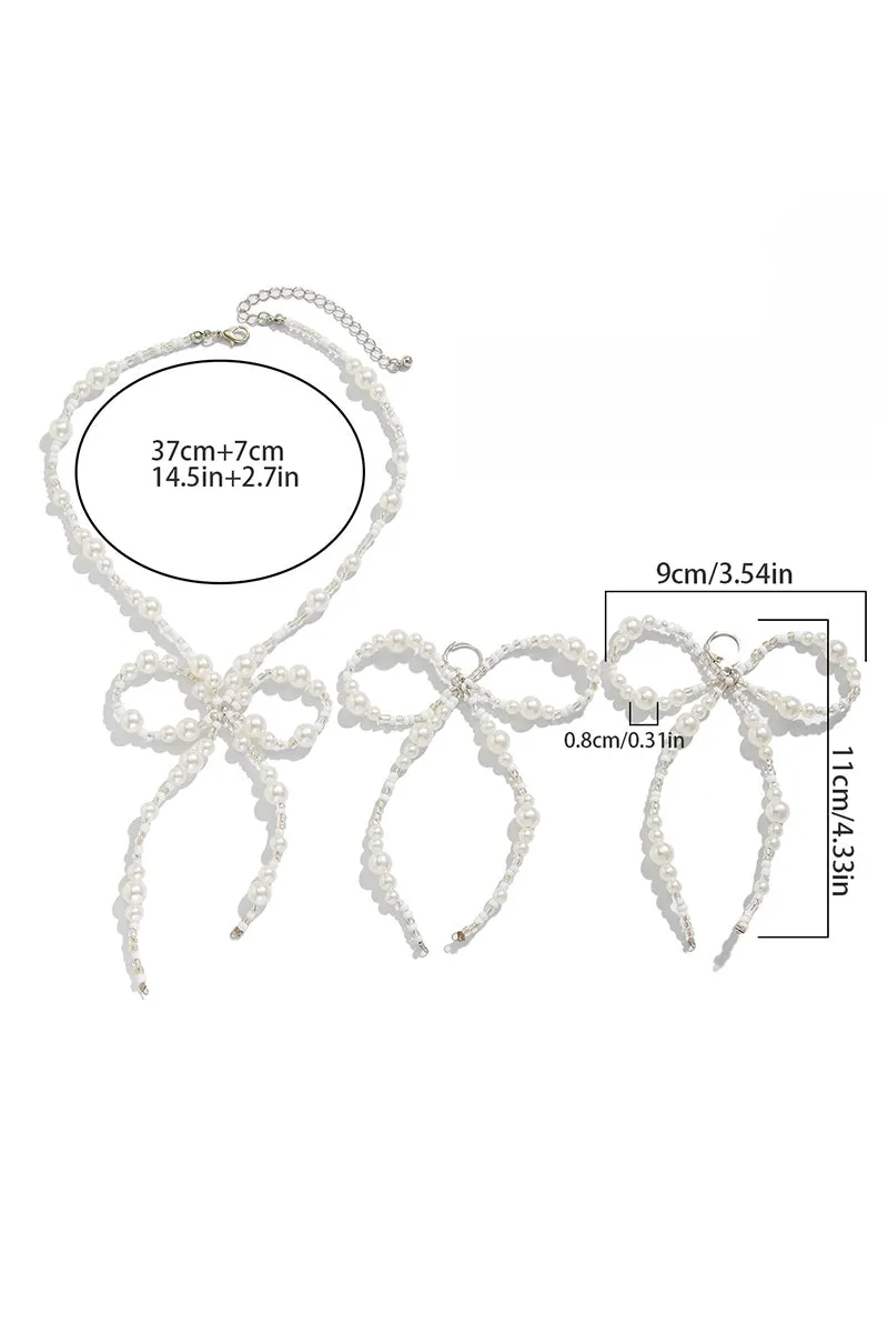 Classic Pearl/ Wedding Earrings/Necklace Jewelry Sets (Set of 2) 911142632859 sold by Cocomelody product image thumbnail 4