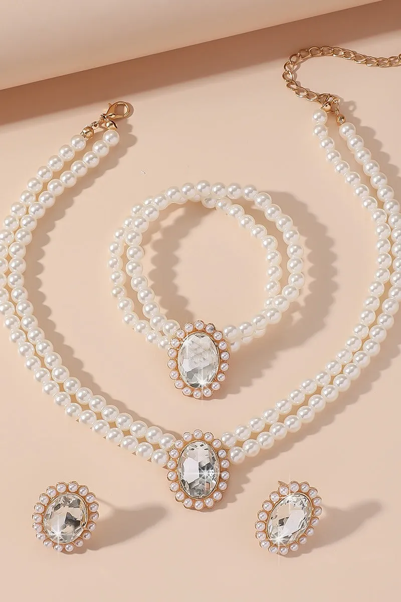 Classic Pearl/Bracelet/ Wedding Earrings/Necklace Jewelry Sets (Set of 3) 808578164285 sold by Cocomelody product image thumbnail 4