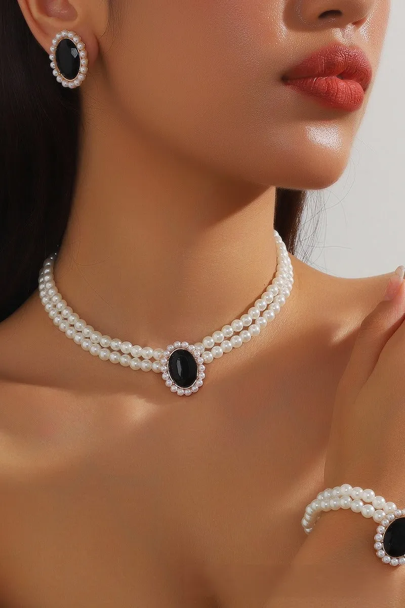 Classic Pearl/Bracelet/ Wedding Earrings/Necklace Jewelry Sets (Set of 3) 808578164285 sold by Cocomelody product image thumbnail 3