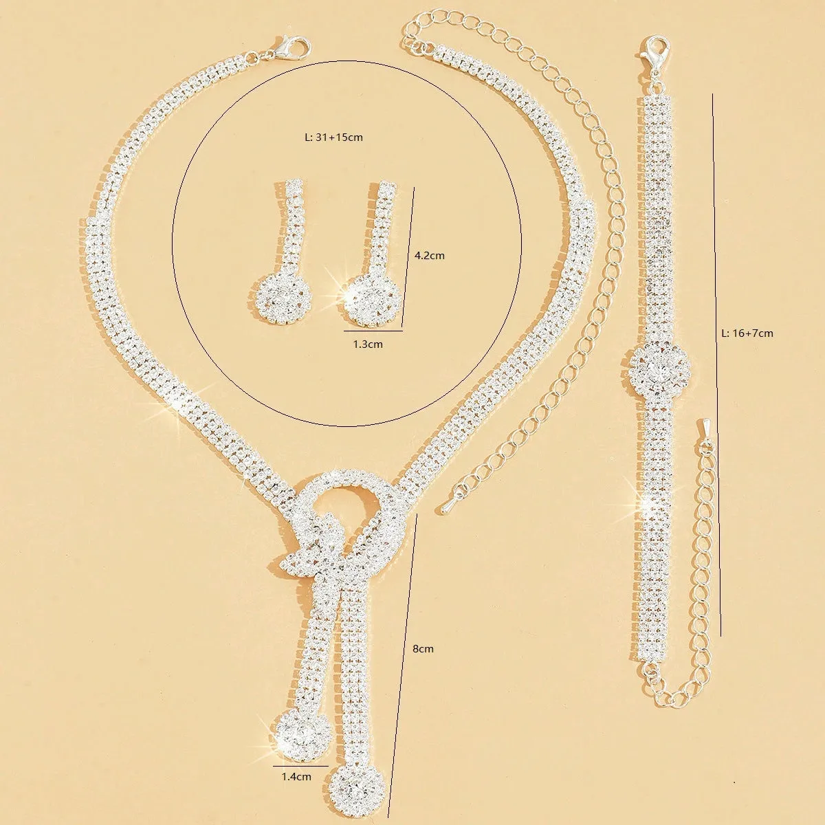 Gorgeous Zircon Earrings/Necklace Jewelry Sets (Set of 3) 912880691069 sold by Cocomelody product image thumbnail 4
