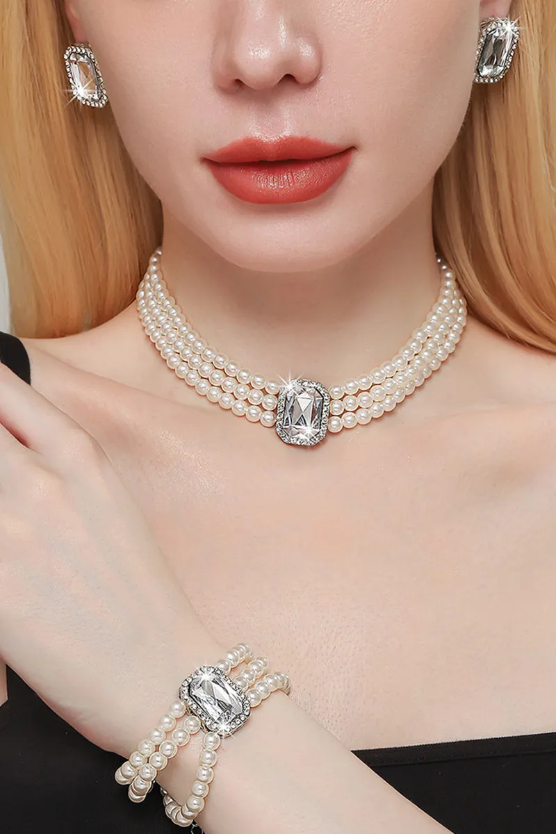 Classic Pearl/Bracelet/ Wedding Earrings/Necklace Jewelry Sets (Set of 3) 834263932975 sold by Cocomelody product image thumbnail 2