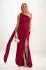 Sheath-Column Sweep-Brush Train Luxe Satin Bridesmaid Dress CB0833 sold by Cocomelody