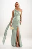 Sheath-Column Sweep-Brush Train Luxe Satin Bridesmaid Dress CB0833 sold by Cocomelody