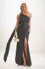 Sheath-Column Sweep-Brush Train Luxe Satin Bridesmaid Dress CB0833 sold by Cocomelody