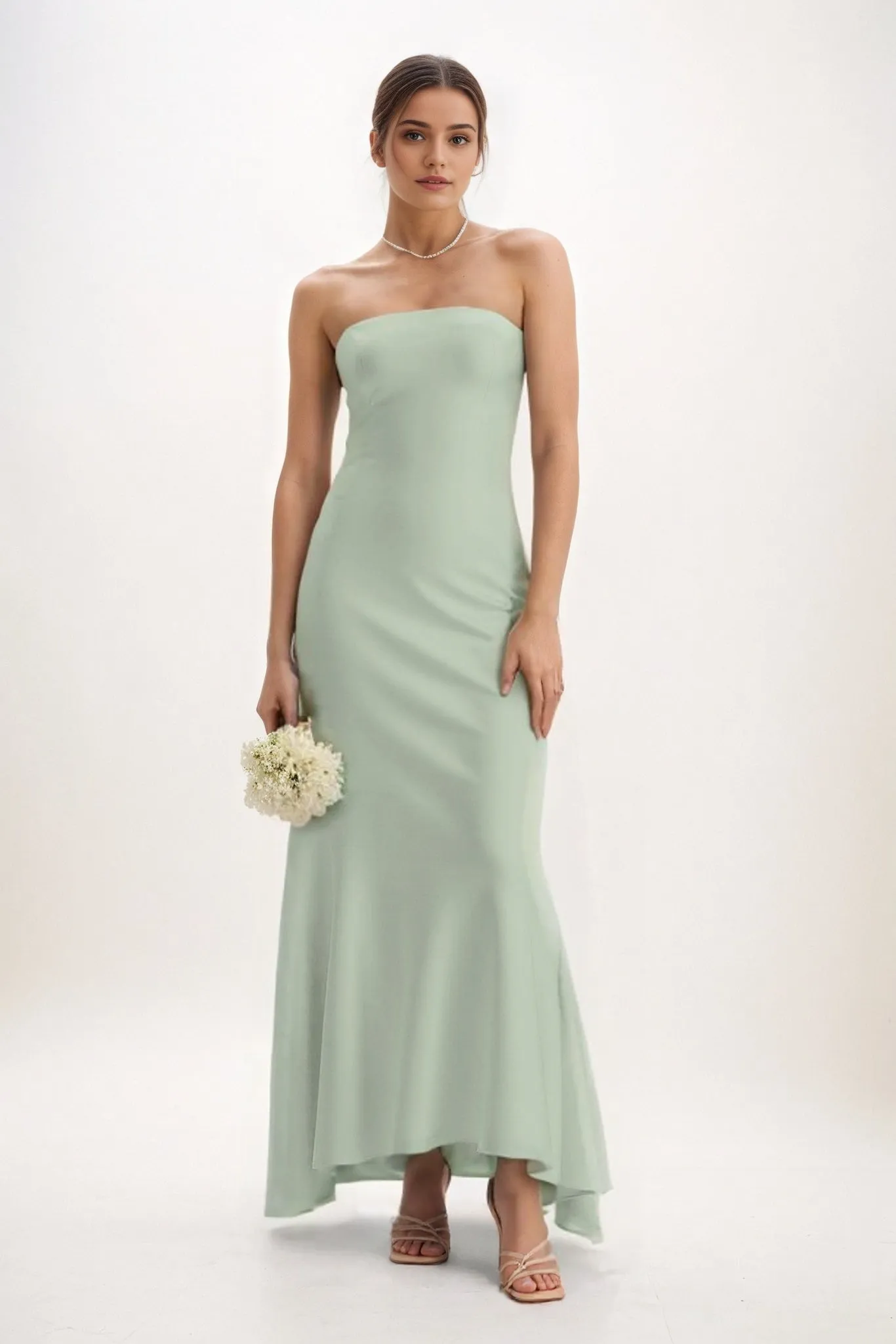 Sheath-Column Midi Luxe Satin Bridesmaid Dress CB0829 sold by Cocomelody product image thumbnail 4