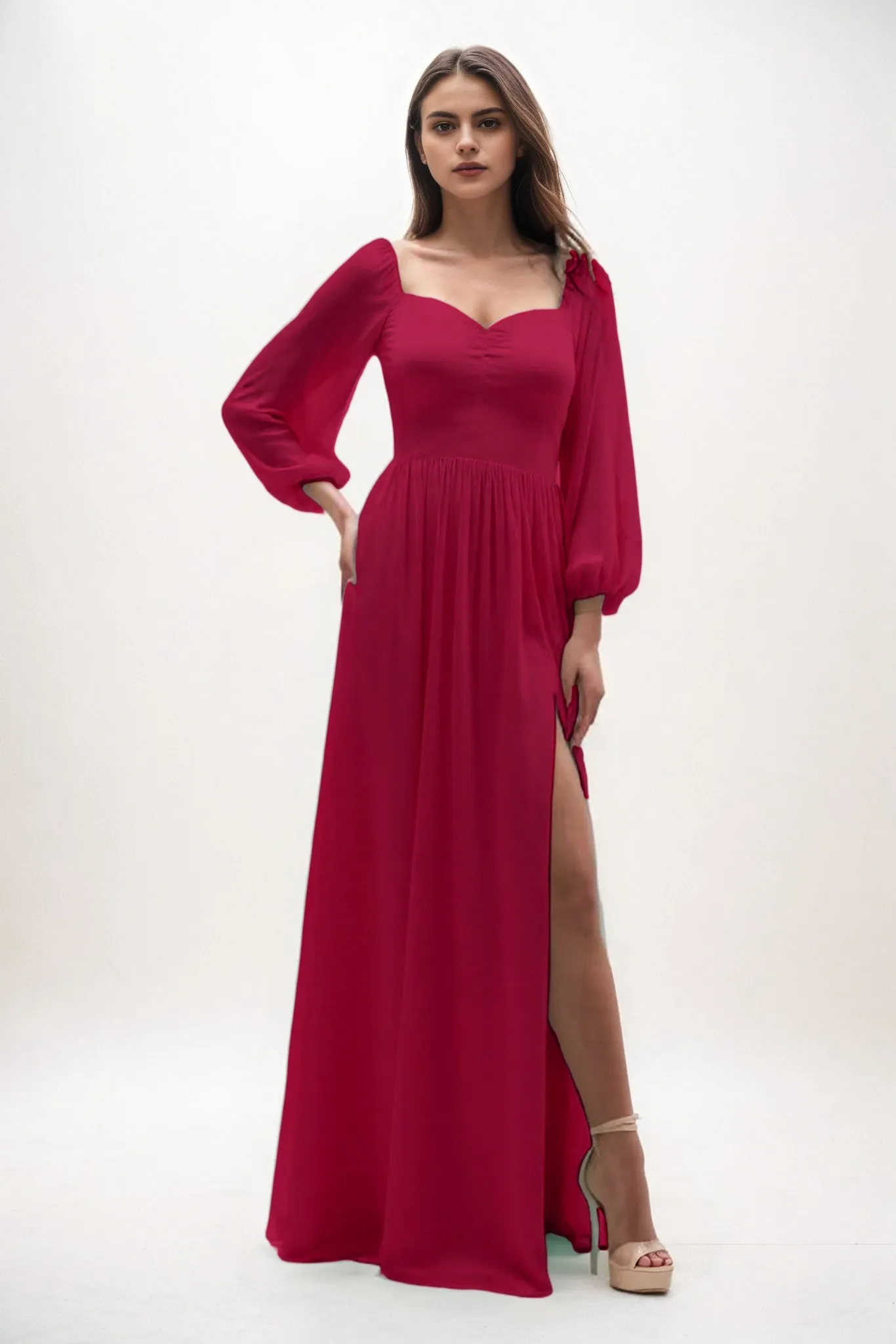 A-Line Maxi Chiffon Bridesmaid Dress CB0821 sold by Cocomelody product image thumbnail 4