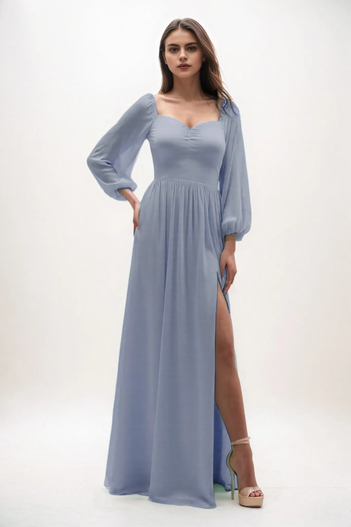 A-Line Maxi Chiffon Bridesmaid Dress CB0821 sold by Cocomelody product image thumbnail 5