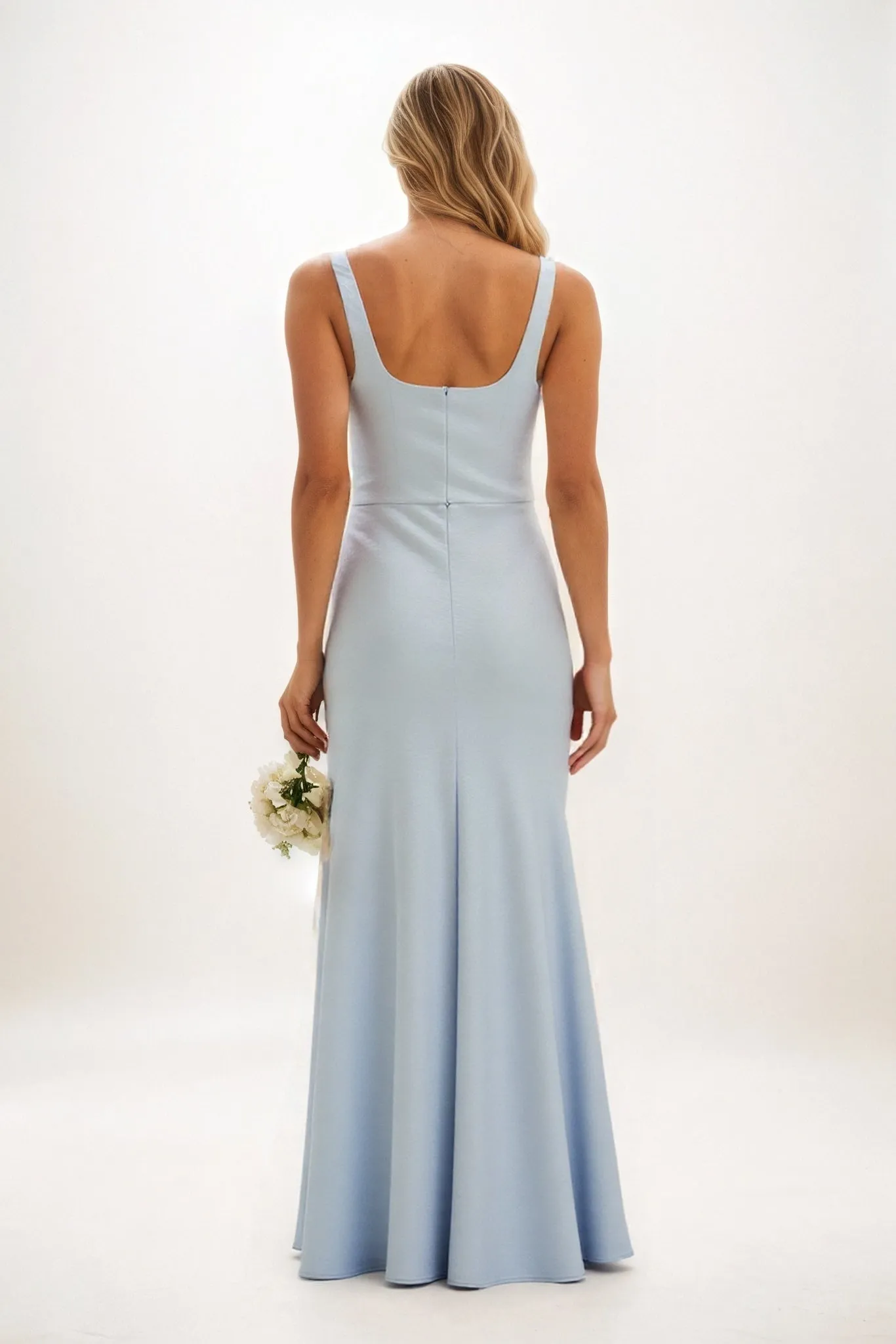 Sheath-Column Maxi Luxe Satin Bridesmaid Dress CB0816 sold by Cocomelody product image thumbnail 2