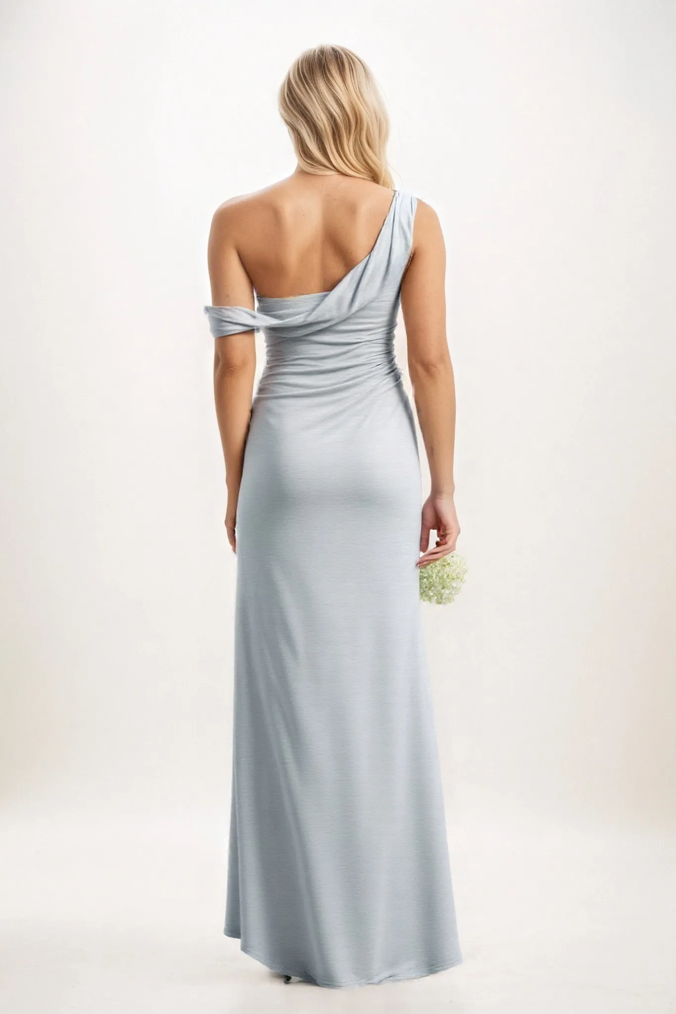 Sheath-Column Maxi Luxe Satin Bridesmaid Dress CB0815 sold by Cocomelody product image thumbnail 2