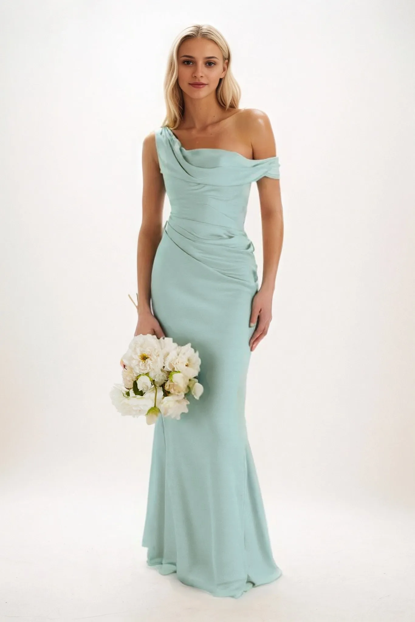 Sheath-Column Maxi Luxe Satin Bridesmaid Dress CB0815 sold by Cocomelody product image thumbnail 5