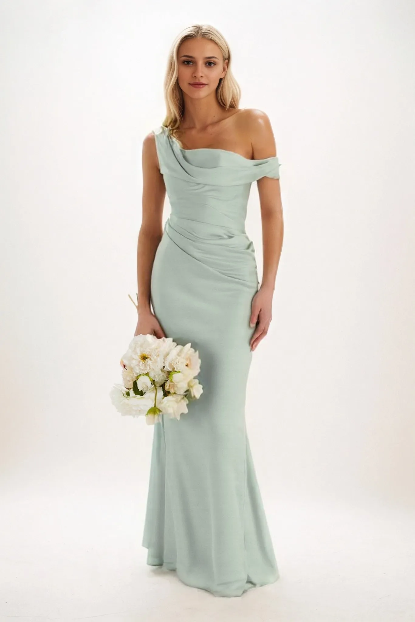 Sheath-Column Maxi Luxe Satin Bridesmaid Dress CB0815 sold by Cocomelody product image thumbnail 4