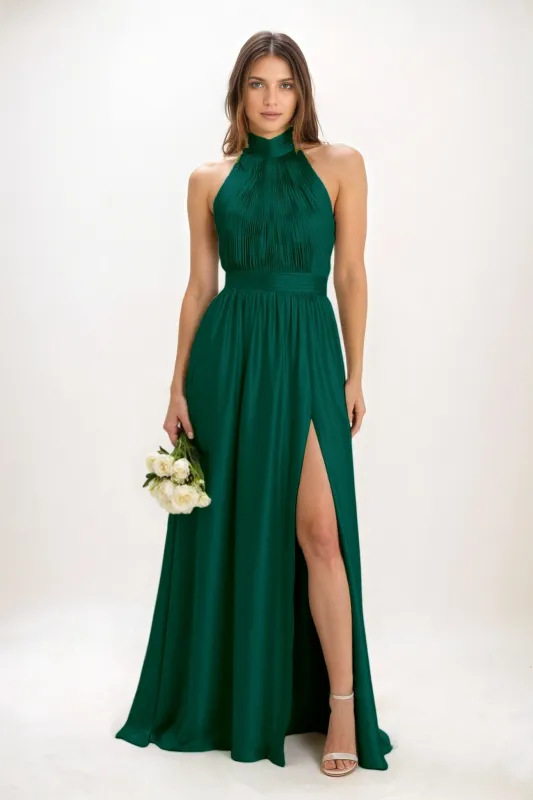 A-Line Maxi Luxe Satin Bridesmaid Dress CB0852 sold by Cocomelody