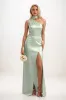 Sheath-Column Maxi Luxe Satin Bridesmaid Dress CB0851 sold by Cocomelody