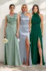 Sheath-Column Maxi Luxe Satin Bridesmaid Dress CB0851 sold by Cocomelody