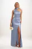 Sheath-Column Maxi Luxe Satin Bridesmaid Dress CB0851 sold by Cocomelody