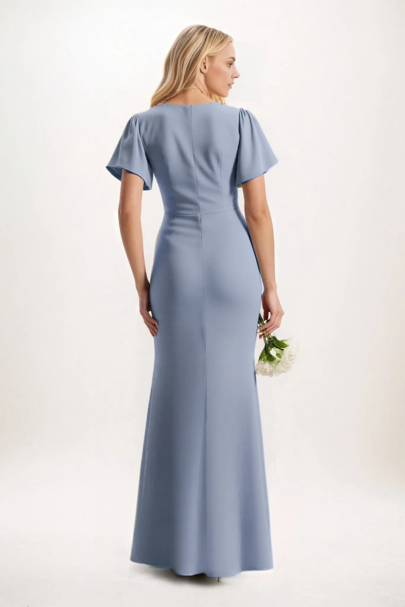 A-Line Maxi Luxe Satin Bridesmaid Dress CB0846 sold by Cocomelody product image thumbnail 2