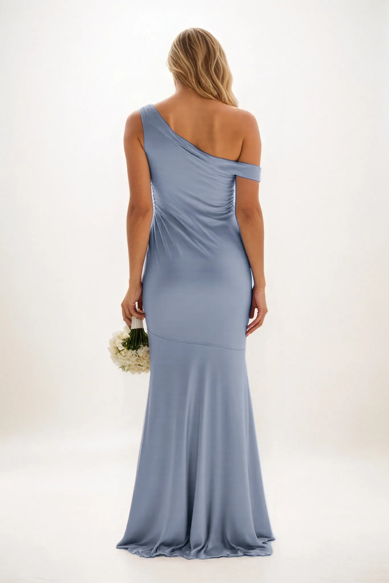 Sheath-Column Maxi Luxe Satin Bridesmaid Dress CB0845 sold by Cocomelody product image thumbnail 2