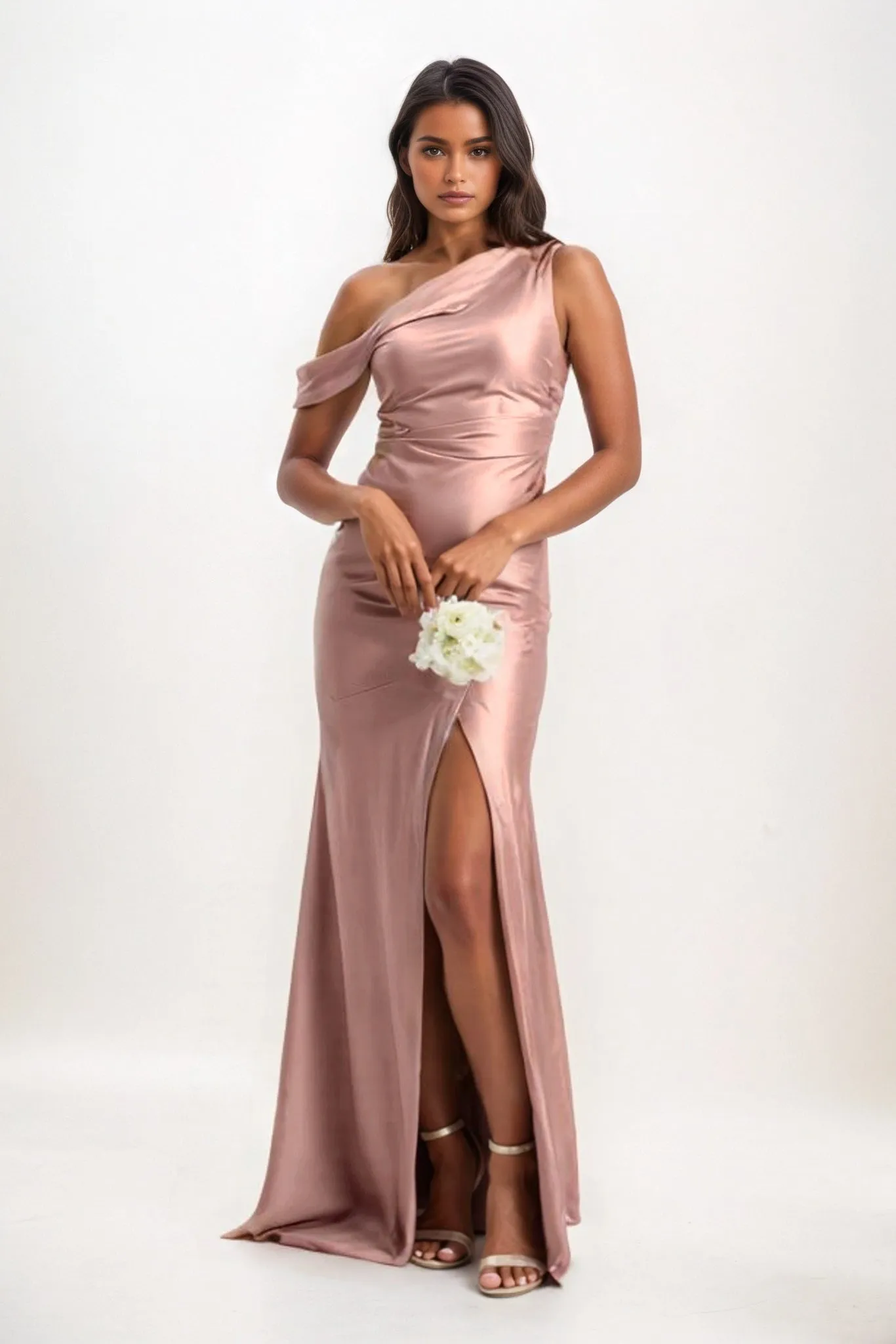 Sheath-Column Maxi Luxe Satin Bridesmaid Dress CB0845 sold by Cocomelody product image thumbnail 4