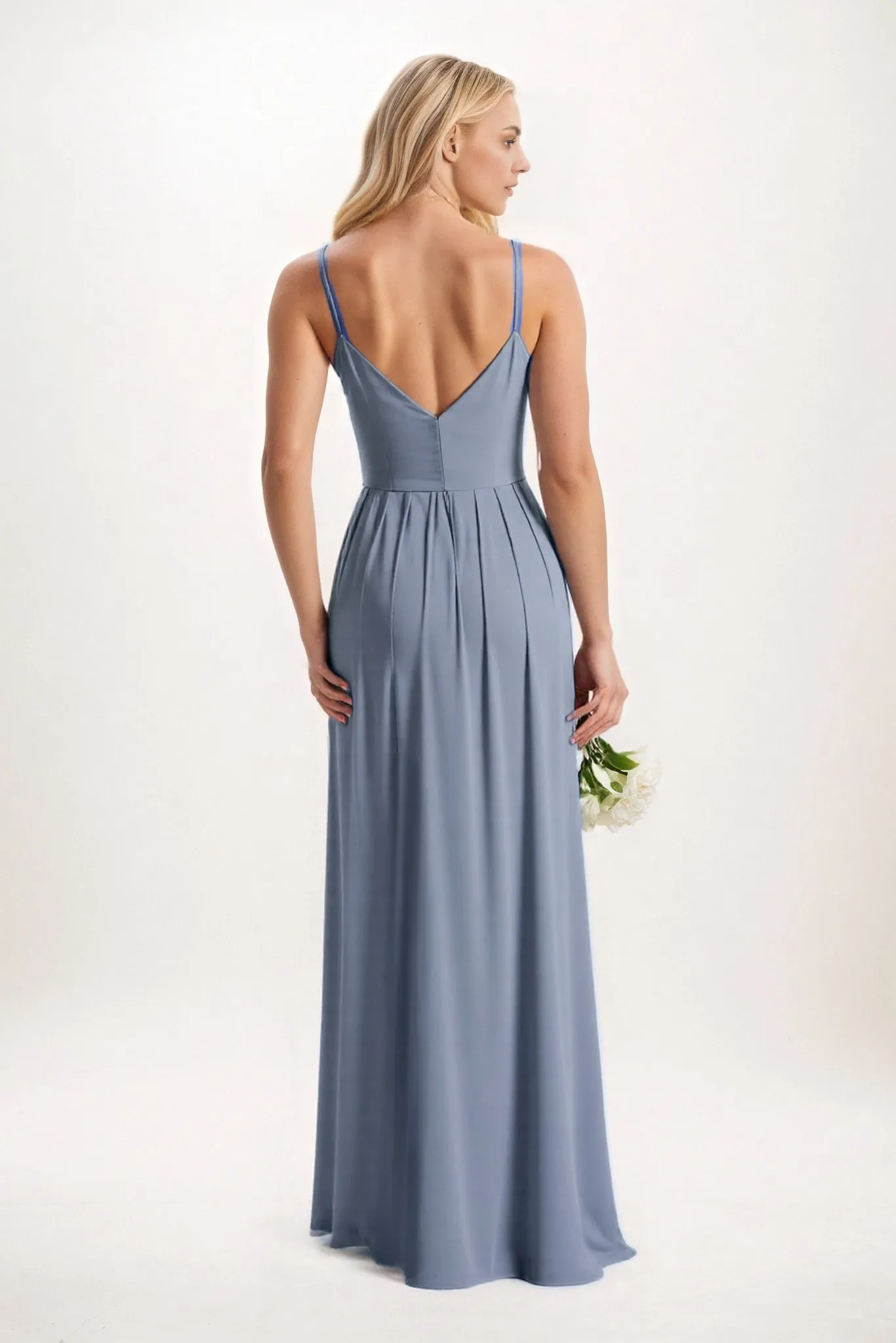 A-Line Maxi Luxe Satin Bridesmaid Dress CB0844 sold by Cocomelody product image thumbnail 2