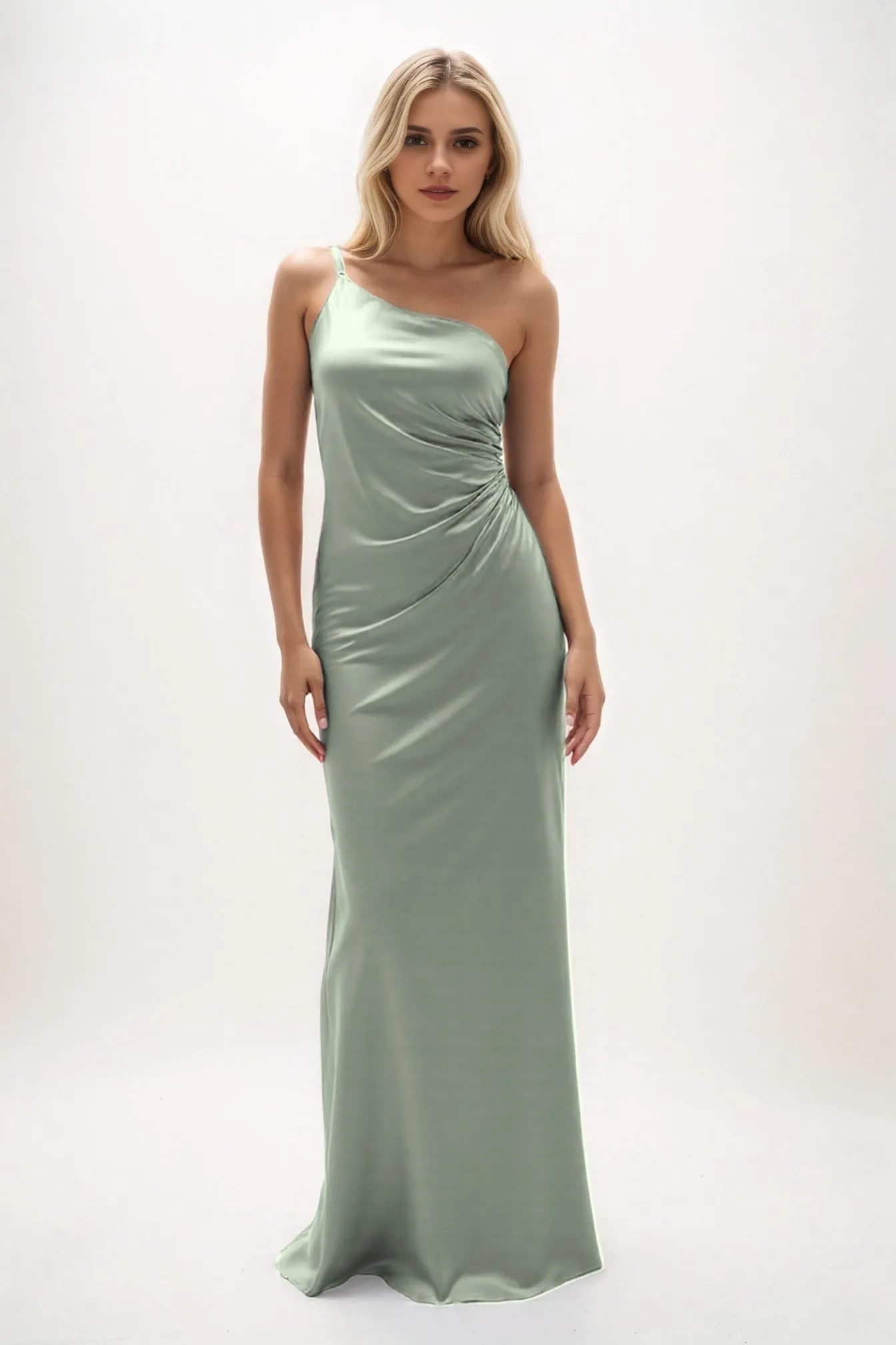 Sheath-Column Maxi Luxe Satin Bridesmaid Dress CB0843 sold by Cocomelody product image thumbnail 4