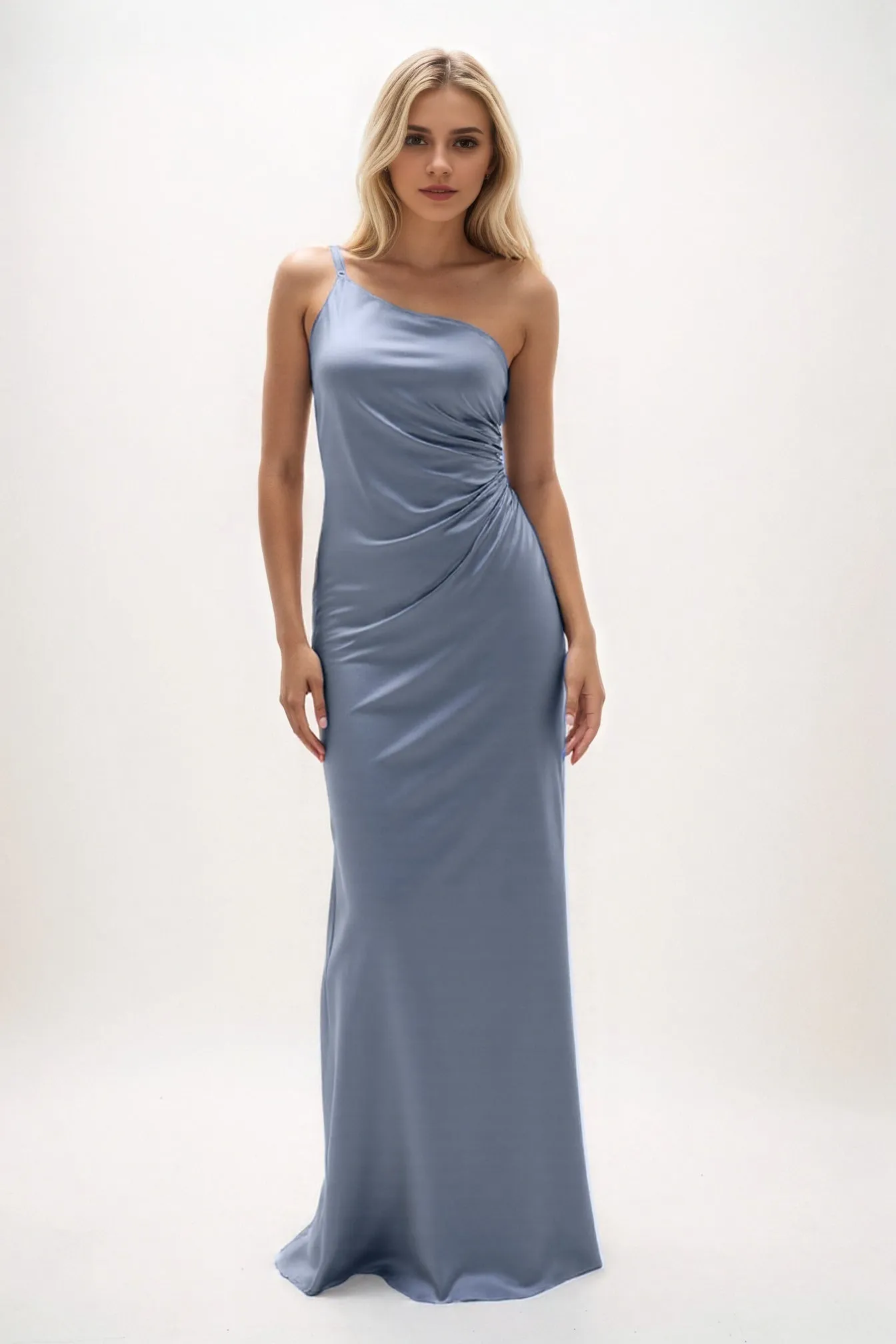 Sheath-Column Maxi Luxe Satin Bridesmaid Dress CB0843 sold by Cocomelody product image thumbnail 3