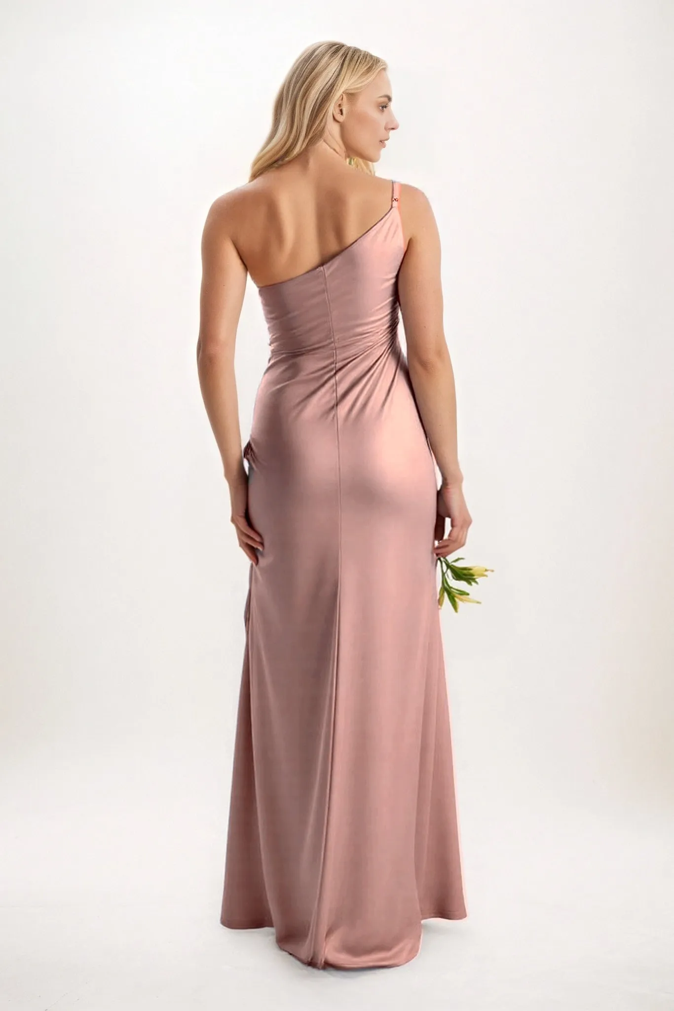 Sheath-Column Maxi Luxe Satin Bridesmaid Dress CB0843 sold by Cocomelody product image thumbnail 2
